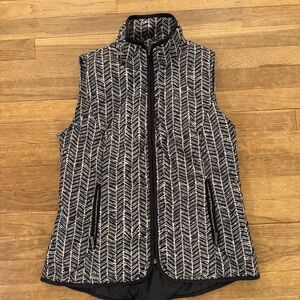Lands' End black white full zip jacket vest size small
 b13